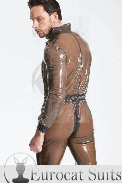 eurocat latex durchsichtiger Strampler mit Reißverschluss vorne für Männer