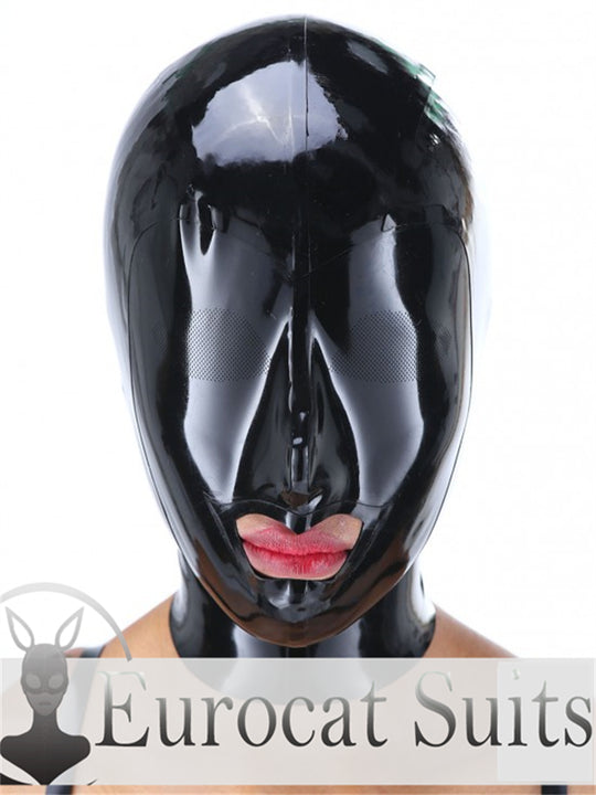 eurocat  Latex Hood Rubber Fetish Wear Cosplay catsuits LASER PERFORATE MASK