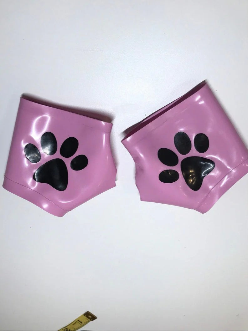 Latex custom short fingerless gloves