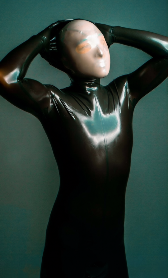 eurocat Latex-Catsuit aus Gummi für Männer mit Gesichtseinstieg