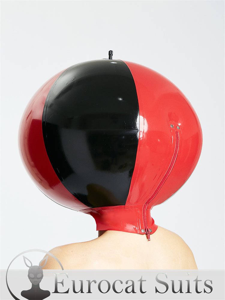 Latex  Rubber Inflatable Hood Mask Black red Fetish Cosplay Club thickness are 0.4mm