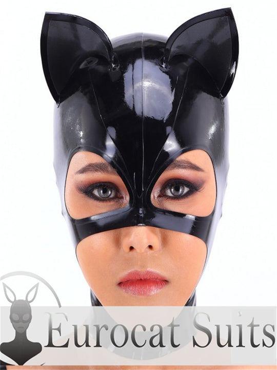 eurocat  Latex Hood Rubber CAT MASK Fetish Wear Cosplay catsuits