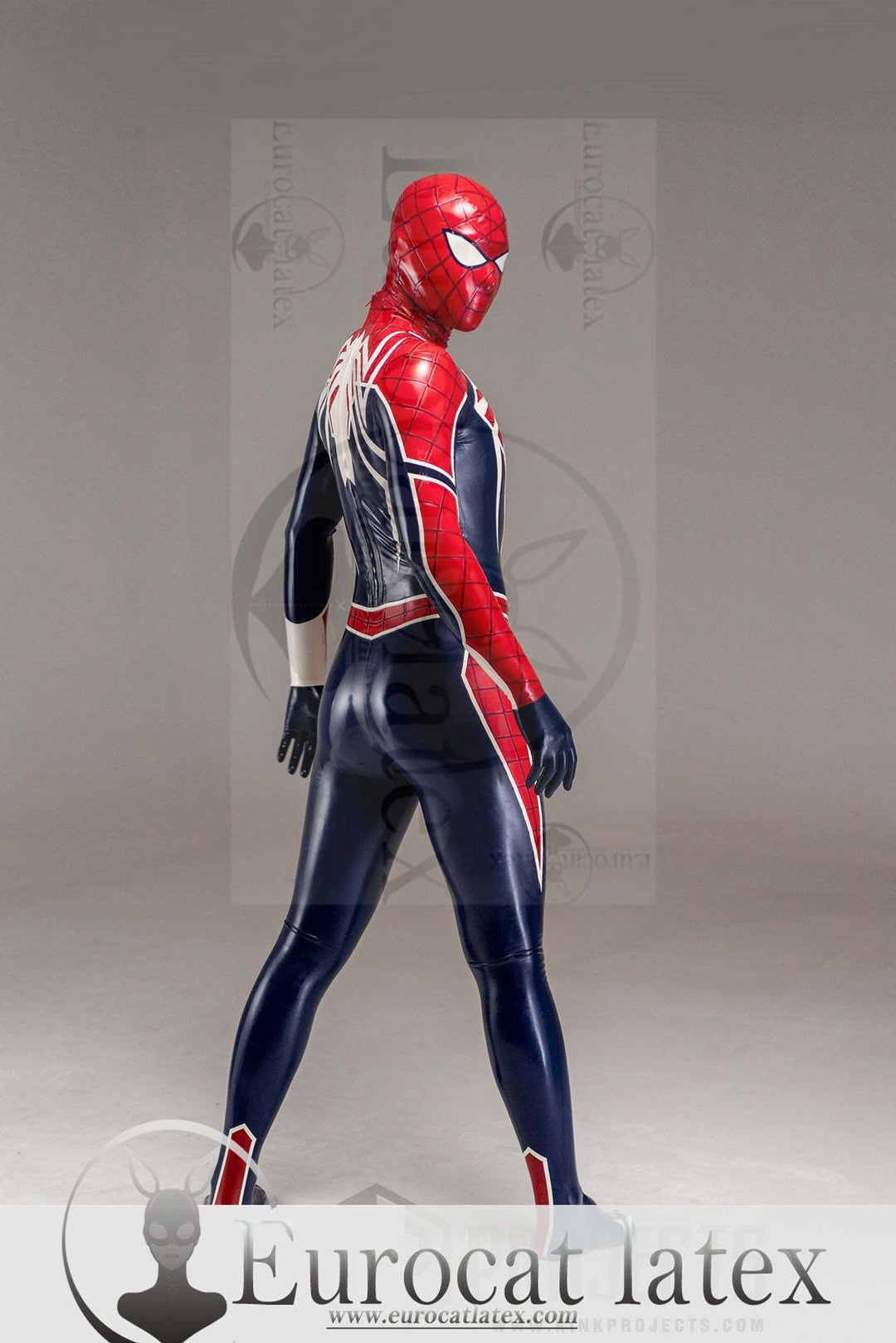 eurocat latex Male Zipperless Neck Entry 'Spidey' rubber Catsuit