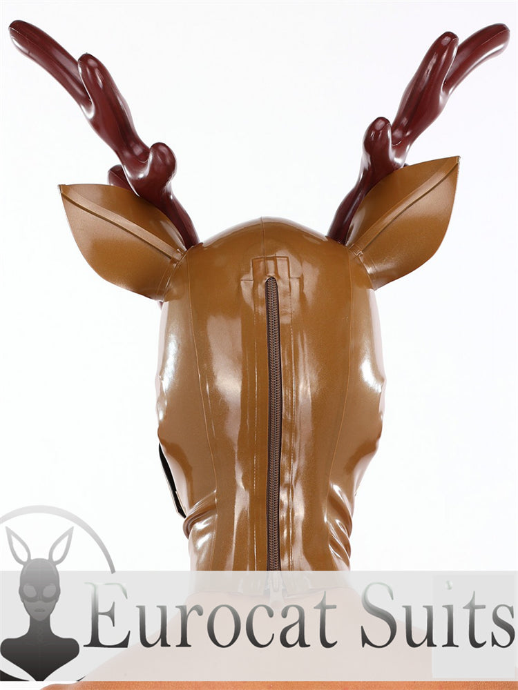 eurocat Male Latex Hood Rubber Fetish Wear Cosplay catsuits DEER MASK