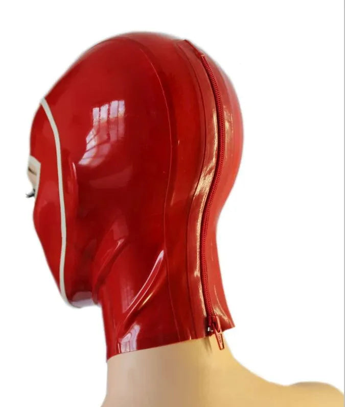 Latex Rubber Hood with trimmed face and zipper