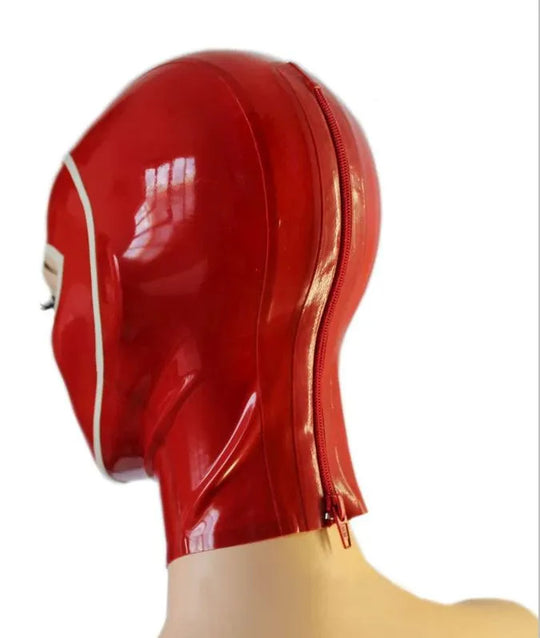 Latex Rubber Hood with trimmed face and zipper