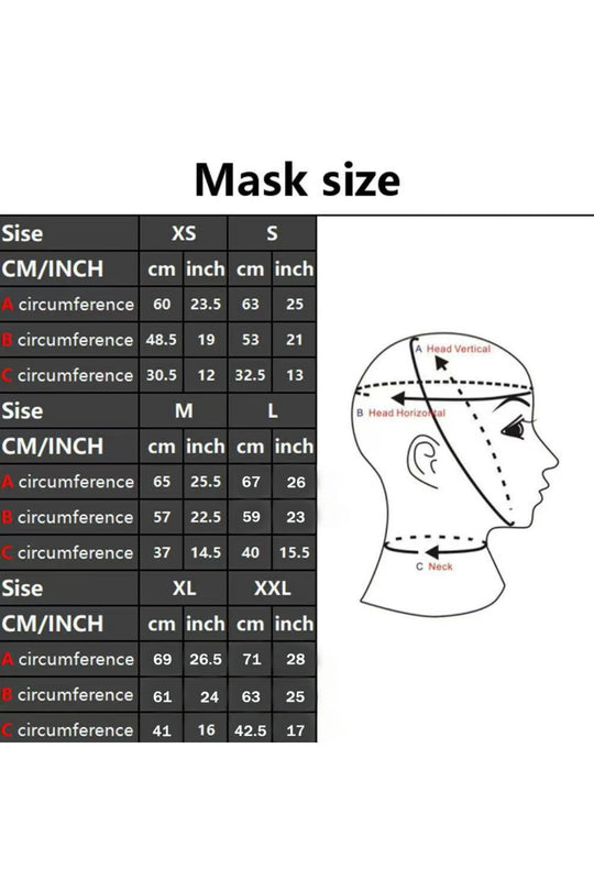 Latex Hood Contrast pin hole eyes & zip mouth.