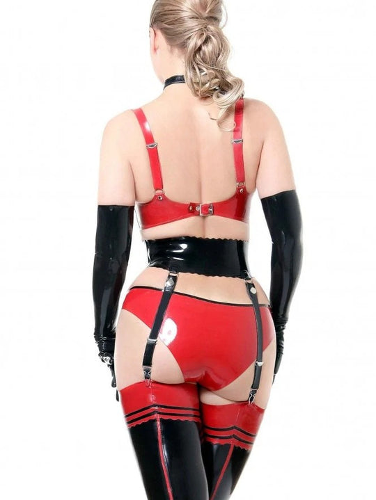 Latex Rubber Waistbelt with Suspenders Corselte Women