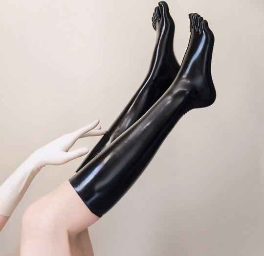 Skintight Latex Knee High Toe Stockings