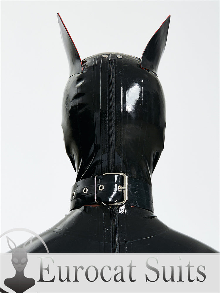 eurocat Male Latex Hood Rubber Fetish Wear Cosplay catsuits Doberman mask