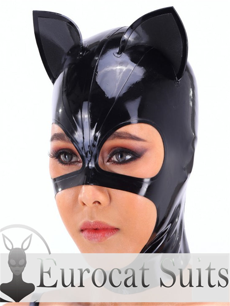 eurocat  Latex Hood Rubber CAT MASK Fetish Wear Cosplay catsuits