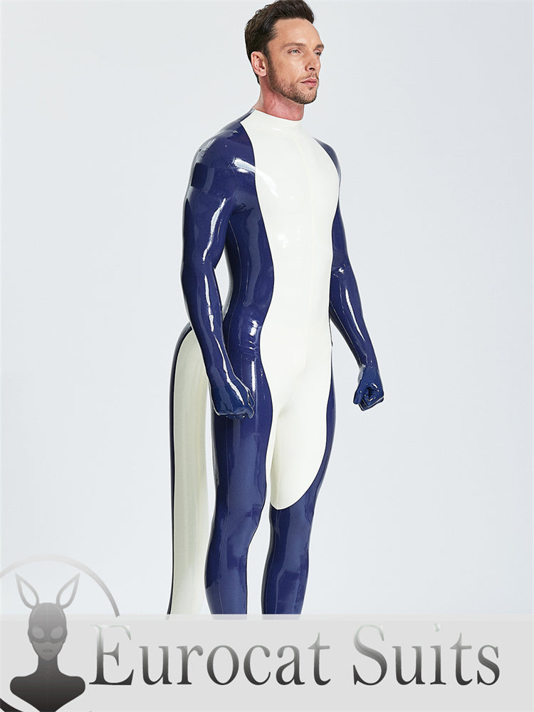 eurocat Male Latex Hood Rubber Fetish Wear Cosplay catsuits With Feet & Gloves