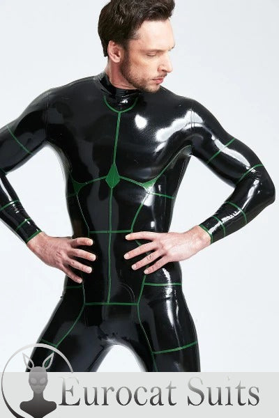 eurocat latex 'Hexagonal' Back Zip rubber Catsuit
