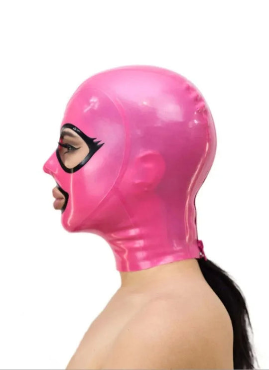 Latex Hood with Eyelashes contrast trim