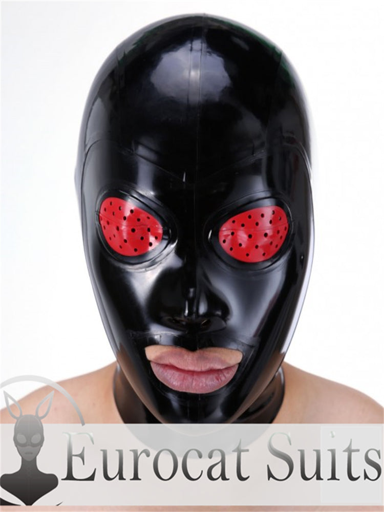 eurocat Male Latex Hood Rubber Fetish Wear Cosplay catsuits MASK FISH EYES & MOUTH OPEN MAL