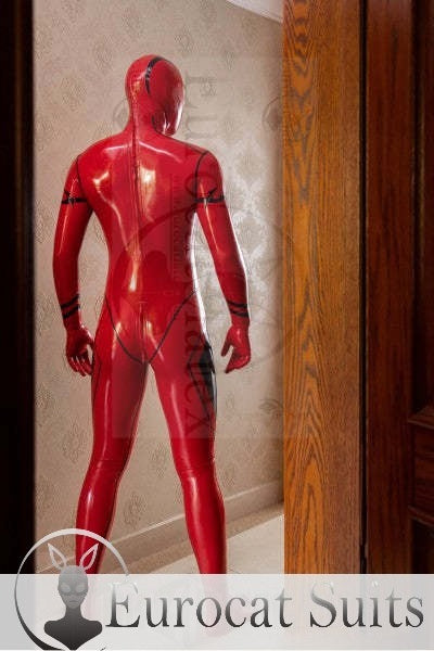 eurocat latex Männlich Rot Ninjia gummi Catsuit