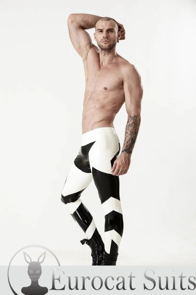 eurocat latex Zweifarbige Leggings mit niedriger Taille für Männer