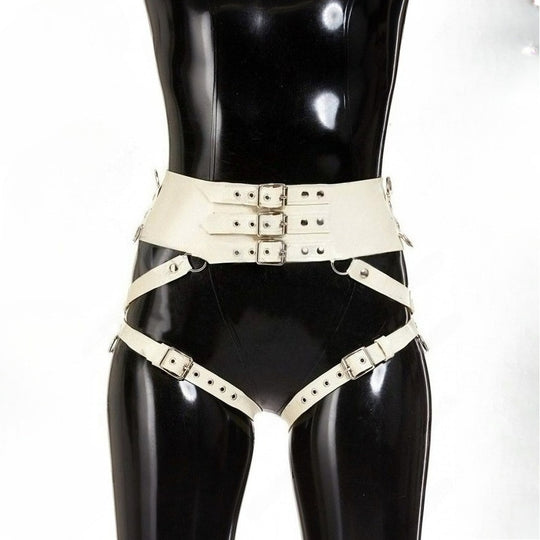 Latex Gummi Rubber Buckle Corset belts leg bondage bustiers