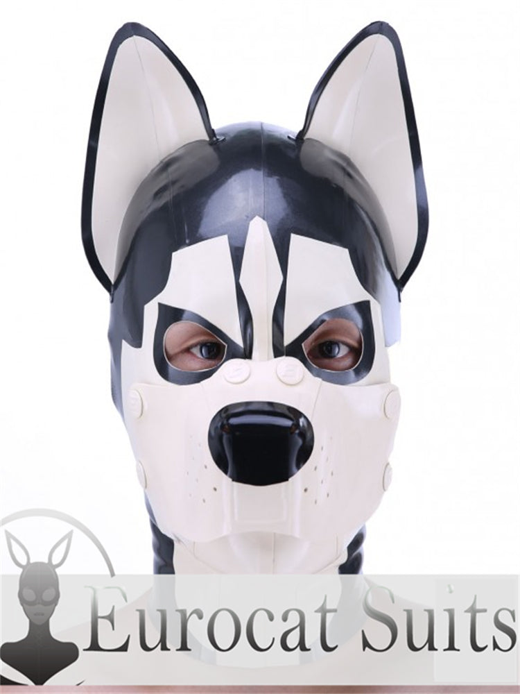 eurocat Male Latex Hood Rubber Fetish Wear Cosplay catsuits  HUSKY MASK