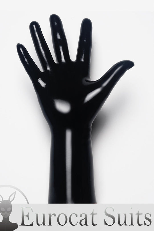 fetish latex Black Classic Short Molded Latex Gloves