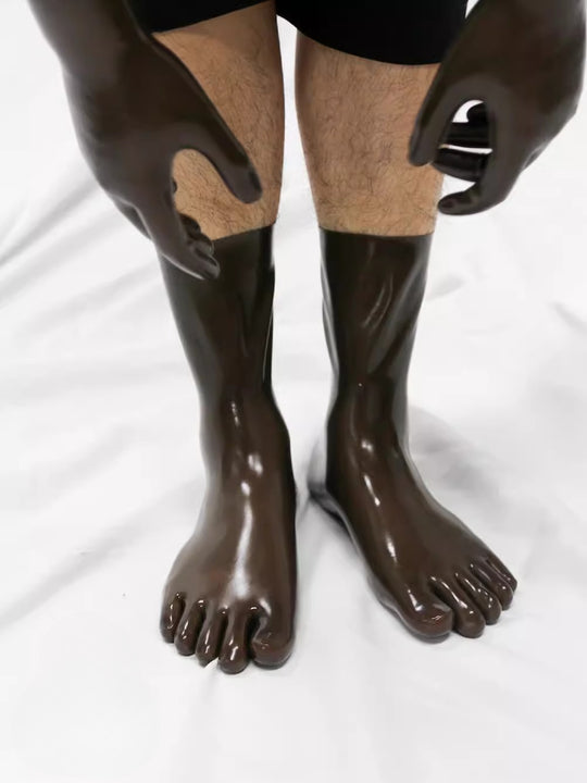 Transparent black five toed socks