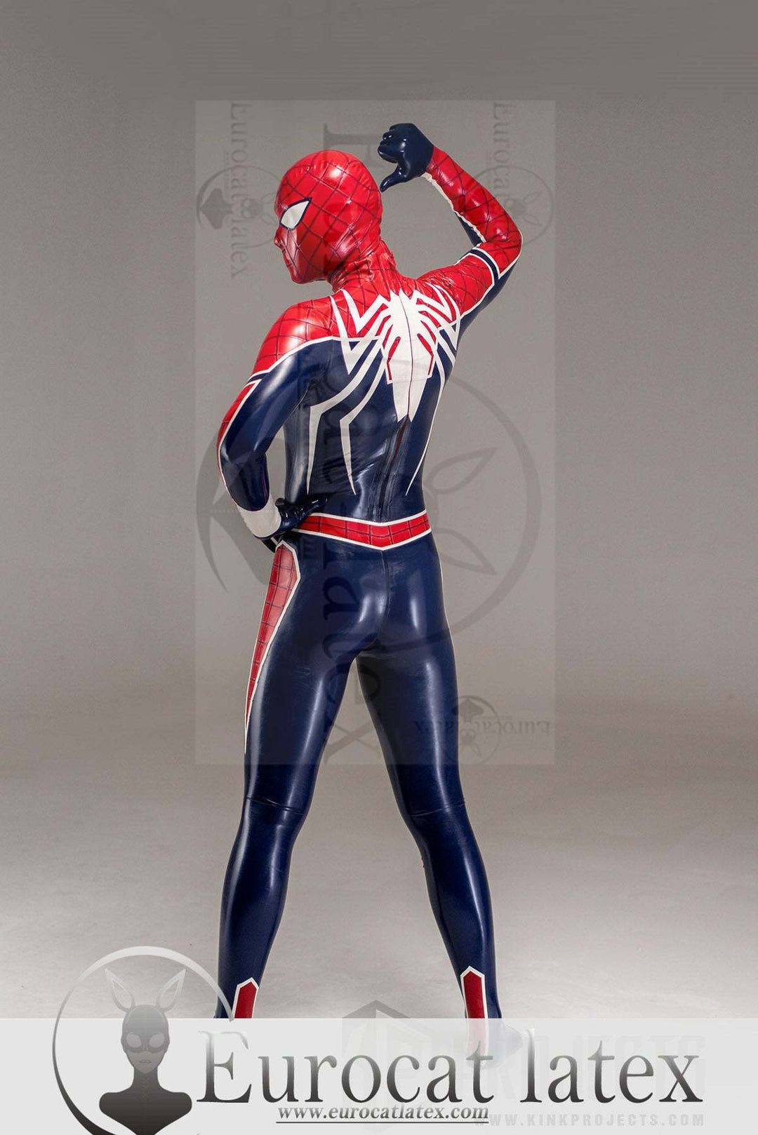 eurocat latex Male Zipperless Neck Entry 'Spidey' rubber Catsuit