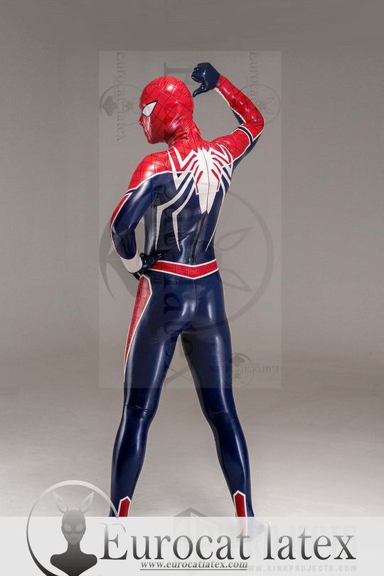 eurocat latex Male Zipperless Neck Entry 'Spidey' rubber Catsuit
