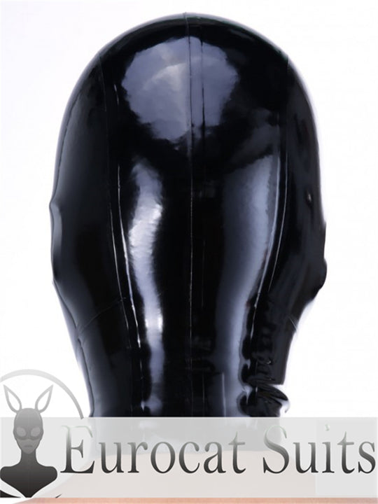 eurocat Male Latex Hood Rubber Fetish Wear Cosplay catsuits MASK EYES OPEN & MOUTH ZIP MAJ