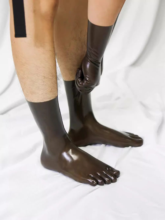 Transparent black five toed socks