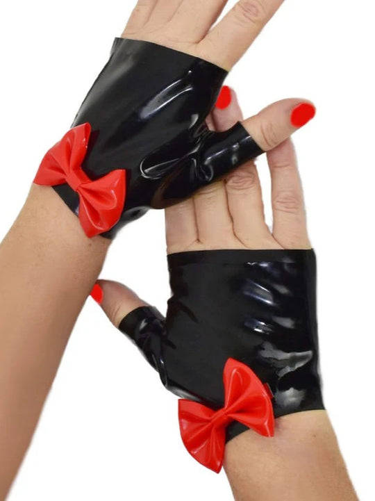 Latex Gloves with Bow Handmade