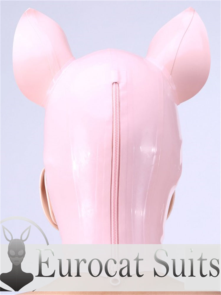 eurocat Male Latex Hood Rubber Fetish Wear Cosplay catsuits PIG MASK