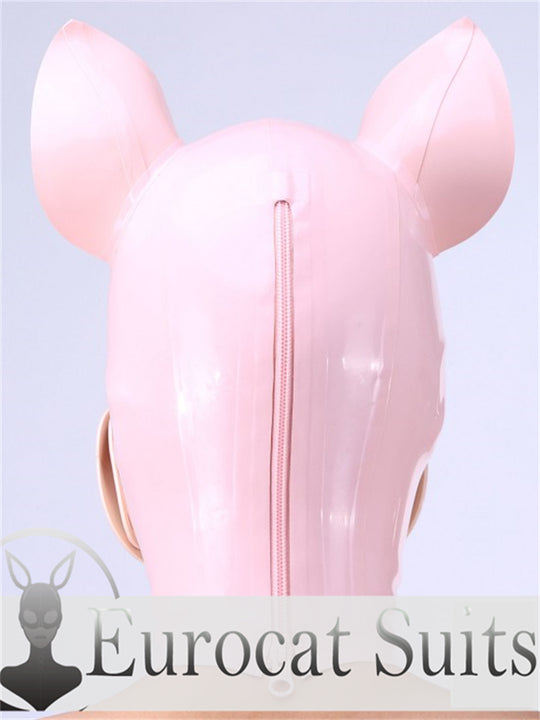 eurocat Male Latex Hood Rubber Fetish Wear Cosplay catsuits PIG MASK