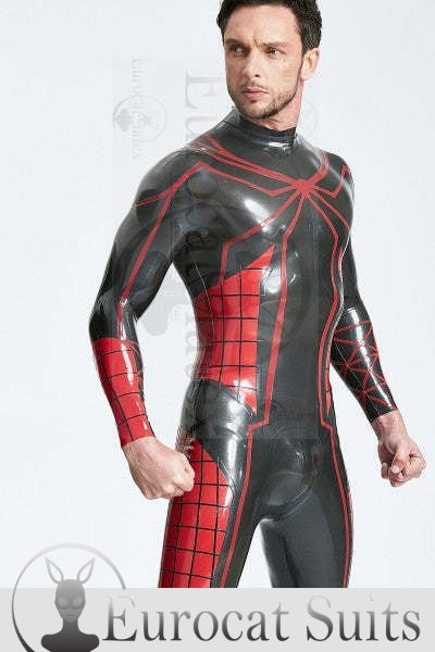 eurocat latex Male 'Tangled Web' Back Zip Catsuit