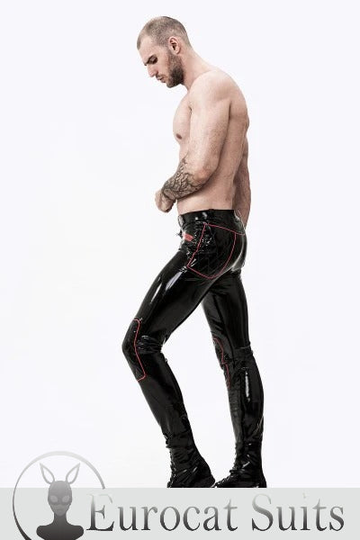 eurocat latex Male Zip-Pocketed Jeans With Padded Kneesrubber design