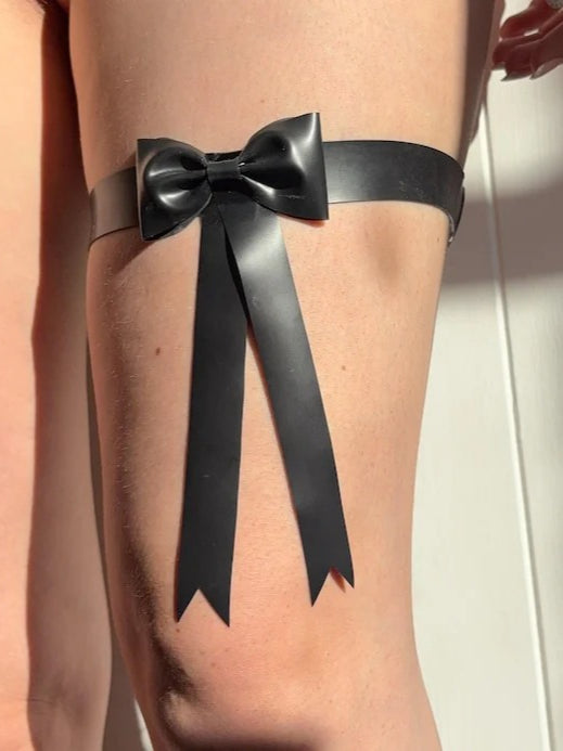 Latex Garter Band with Bow. Handmade Bow Custom Made