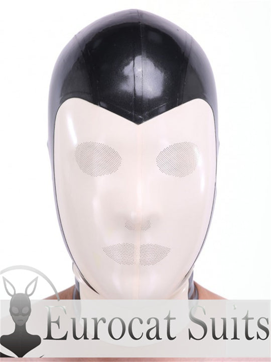 eurocat Male Latex Hood Rubber Fetish Wear Cosplay catsuits LASER PERFORATE TWO COLORS MASK