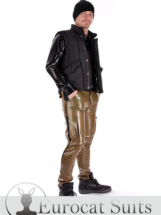 Catsuit Latex men pants rubber trousers Latex with Cargo Pants with 6 Pockets