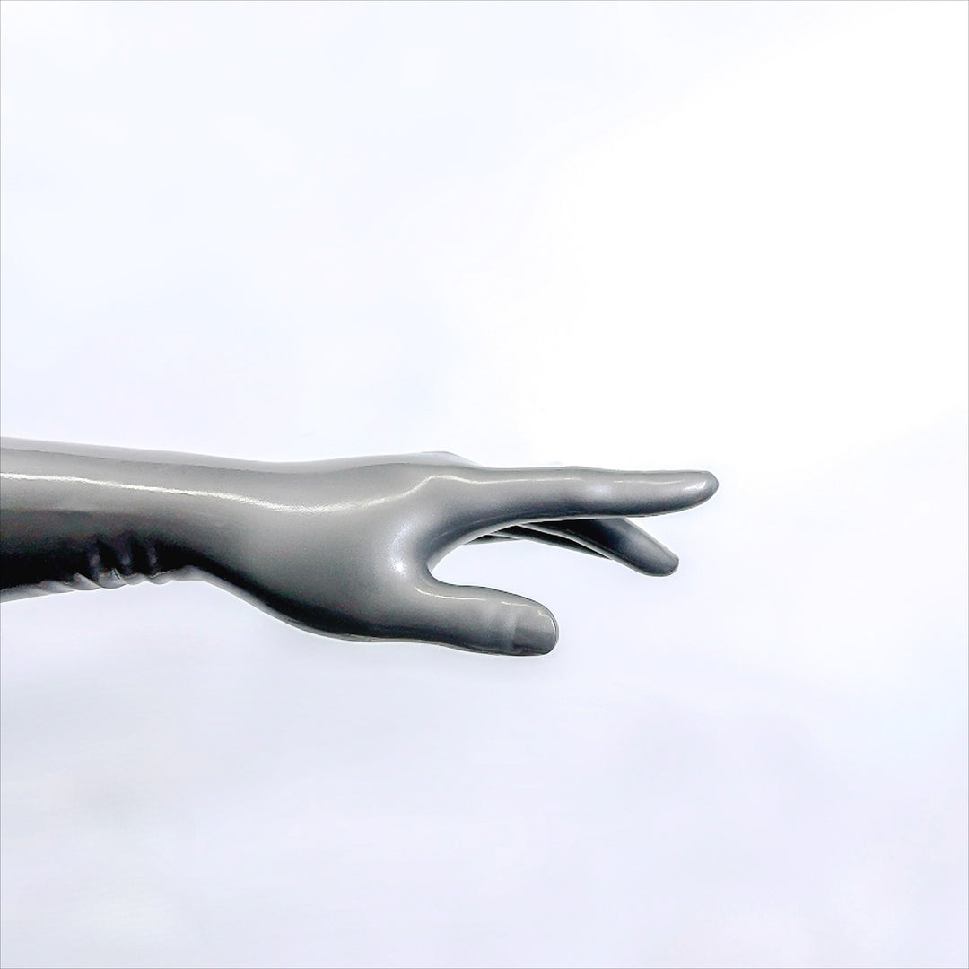 Latex metallic gray gloves