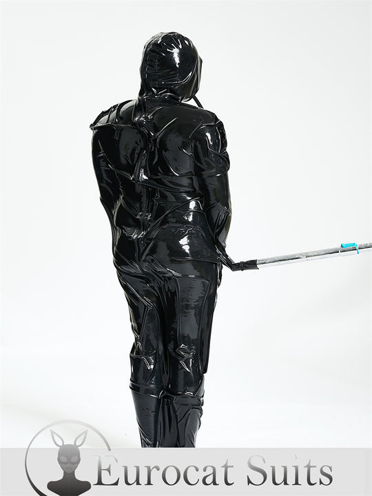 eurocat Male Latex hood fetish wear vacuum cube Rubber Mask Eyes Club Cosplay Black