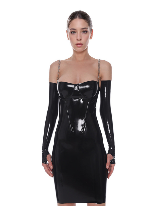 eurocat Latex Damen schwarze lange Handschuhe