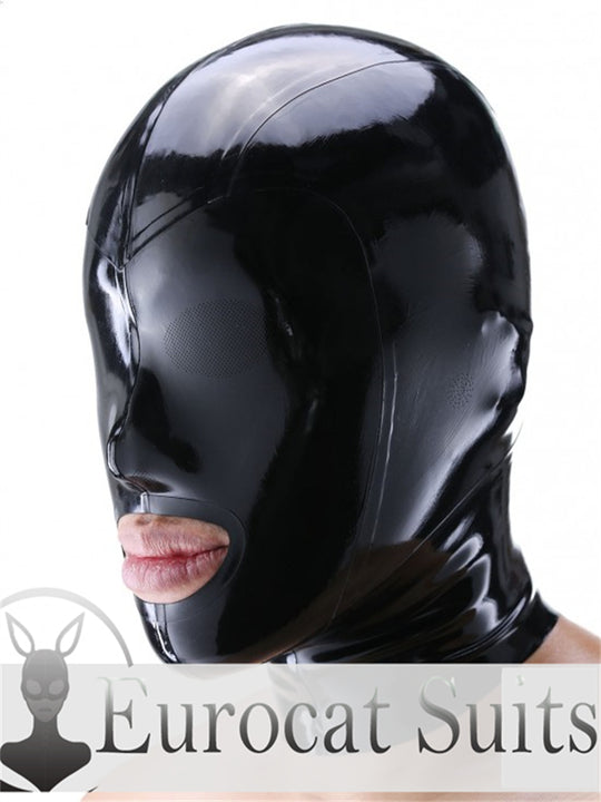 eurocat Männliche Latexhaube Gummi Fetischkleidung Cosplay Catsuits MASKE LASER PERFORATE