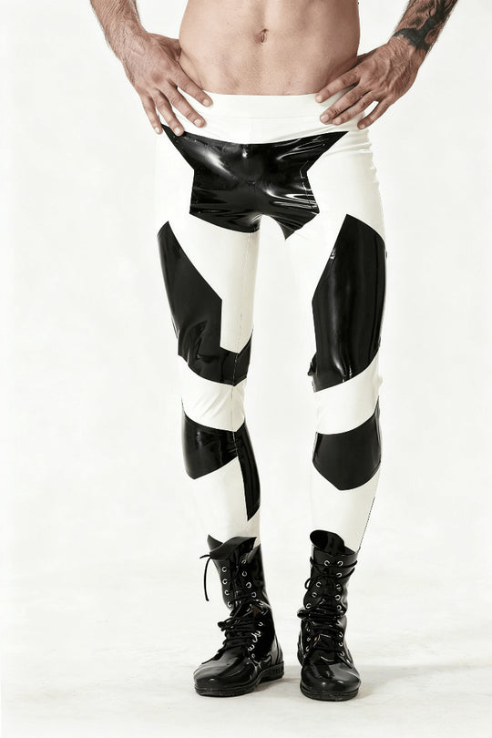 eurocat latex Zweifarbige Leggings mit niedriger Taille für Männer