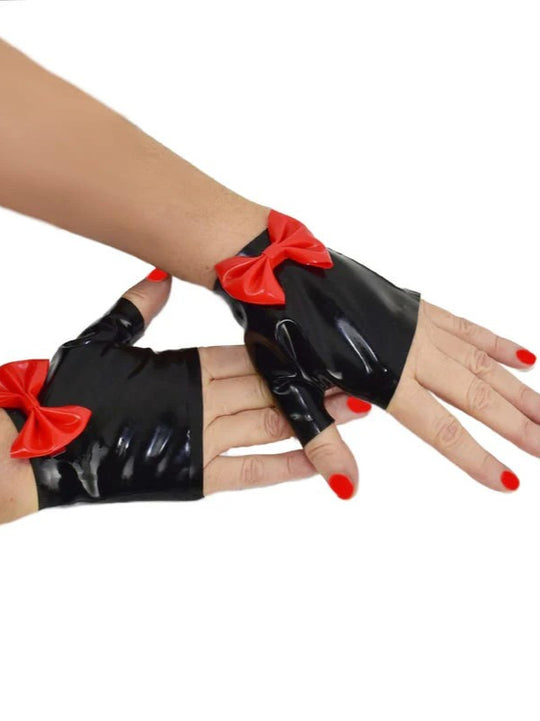 Latex Gloves with Bow Handmade