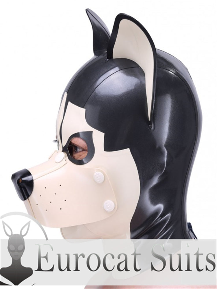 eurocat Male Latex Hood Rubber Fetish Wear Cosplay HUSKY MASK catsuits