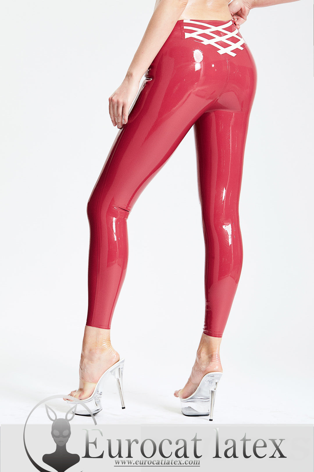 eurocat latex female Plum Red Leggings  'Criss-Cross' Tights