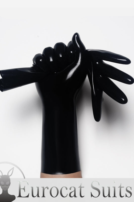 fetish latex Black Classic Short Molded Latex Gloves