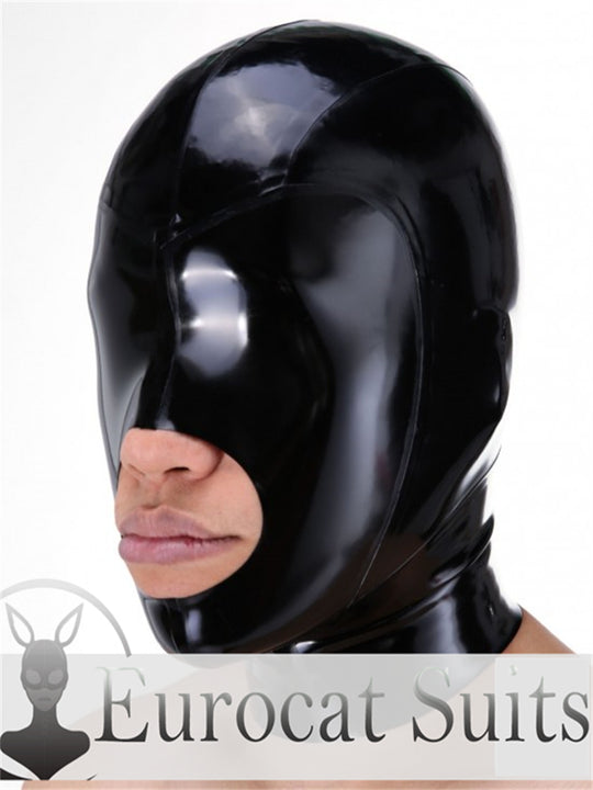 eurocat Male Latex Hood Rubber Fetish Wear Cosplay catsuits MASK BIG MOUTH