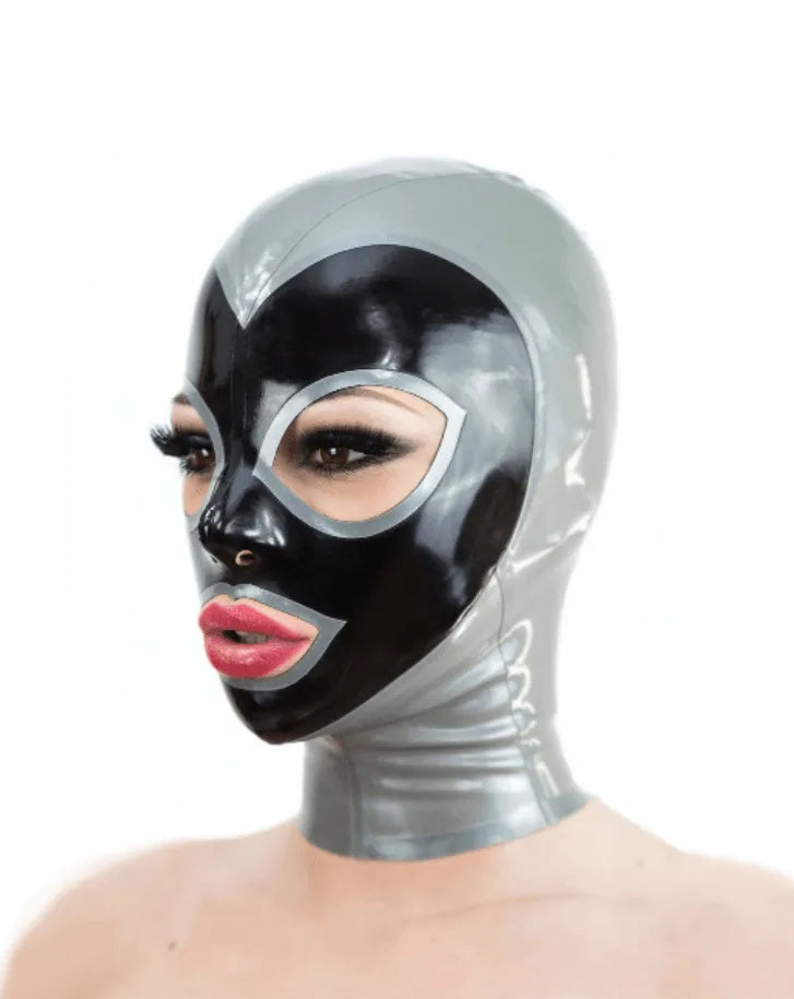 Latex Hood 2-color with contrast trim and zipper