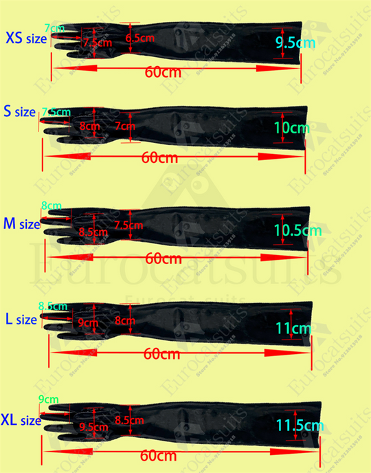 Lange Latexhandschuhe für weibliche Fetisch-Opern, dehnbare und körperverträgliche Gummihandschuhe, chloriert 0,4 mm 