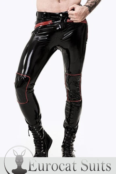 eurocat latex Male Zip-Pocketed Jeans With Padded Kneesrubber design